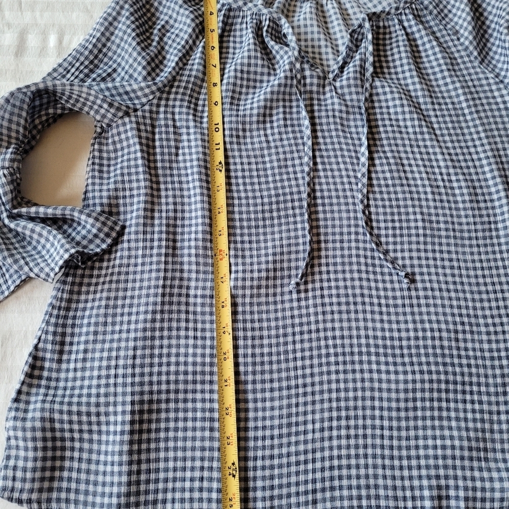 Fred David  Black and White Gingham Blouse Size L - Picture 4 of 9